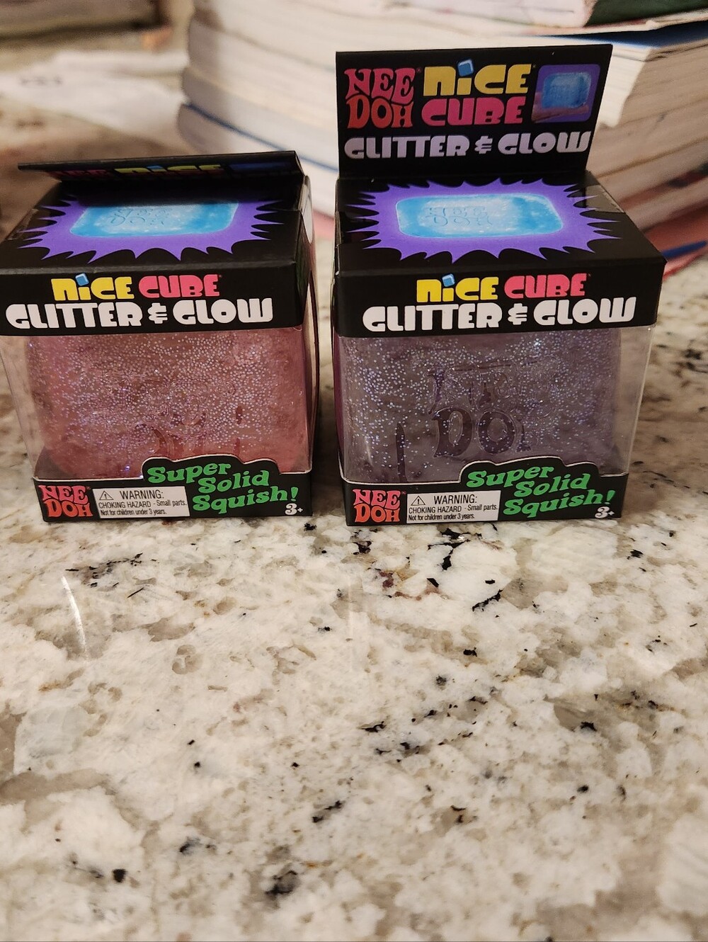 Nee Doh Nice Cube Glitter & Glow Sensory Squish - Pink and Purple